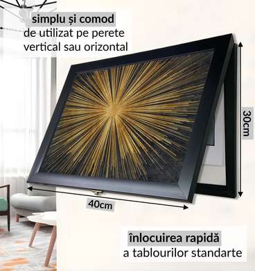Tablou Multifuncțional - Soarele Auriu, 30x40cm, Ramă albă